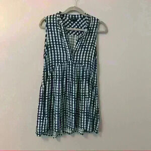 TOPSHOP Blue Plaid Sleeveless Top Size US4